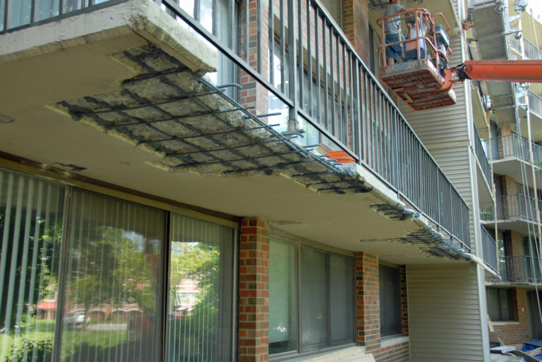 Concrete balcony repairs near Elmhurst Illinois